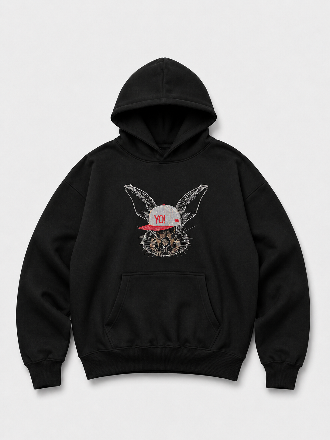 EMBROID YO! Rabbit Embroidered Hoodie – Black