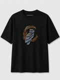 EMBROID Owl Embroidered Oversized T-Shirt – Black