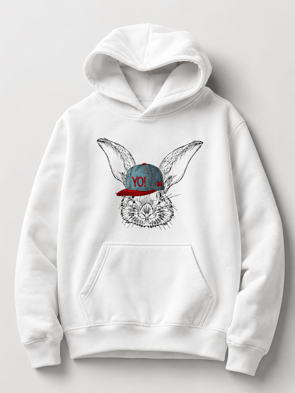 EMBROID YO! Rabbit Embroidered Oversized Hoodie – White