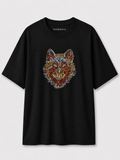 EMBROID Wolf Embroidered Oversized T-Shirt – Black