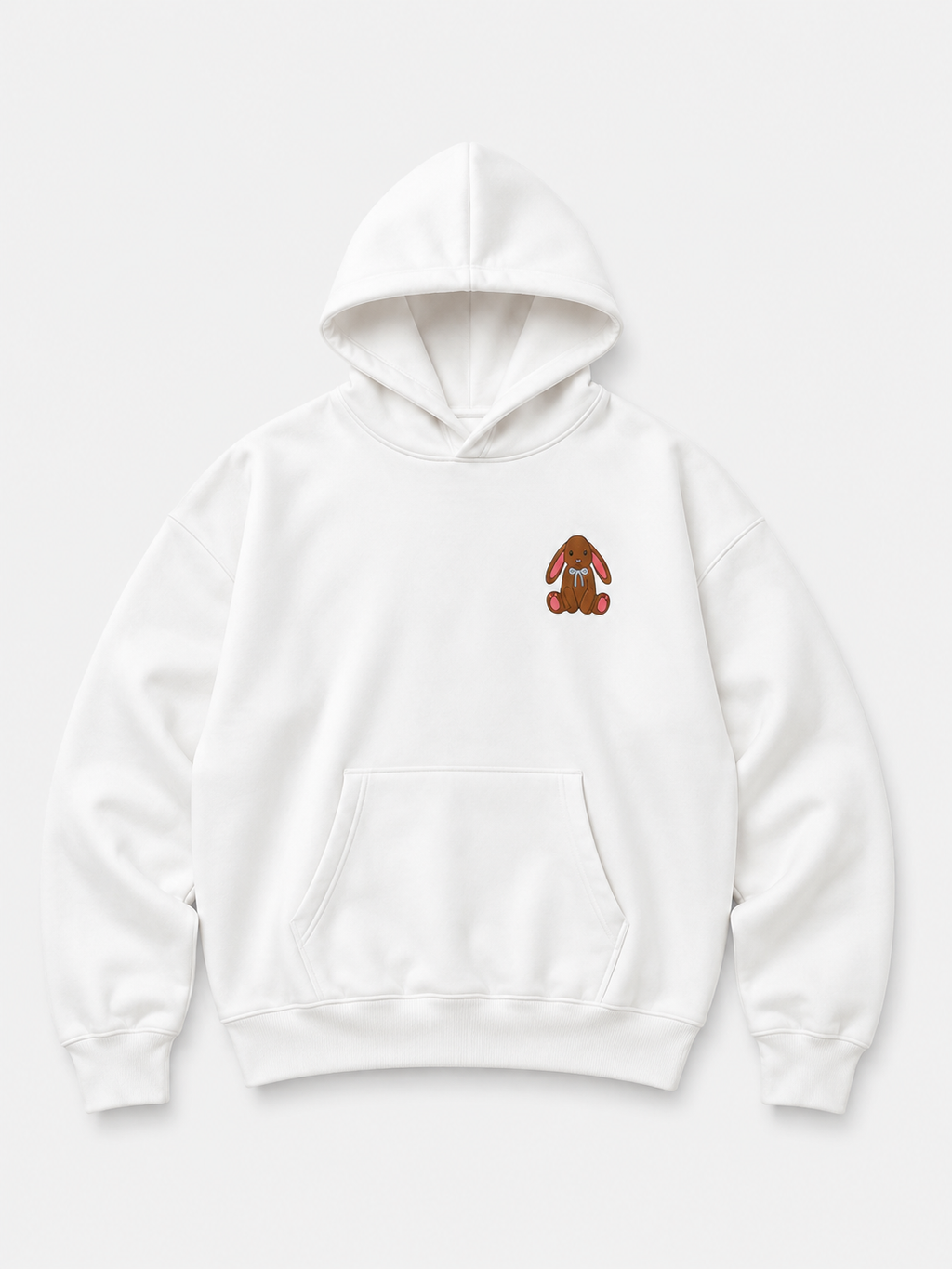 EMBROID Bunny Embroidered Oversized Hoodie – White