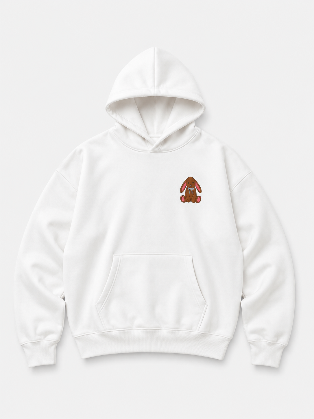 EMBROID Bunny Embroidered Oversized Hoodie – White