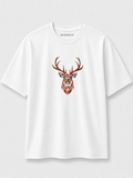 EMBROID Stag Embroidered Oversized T-Shirt – White