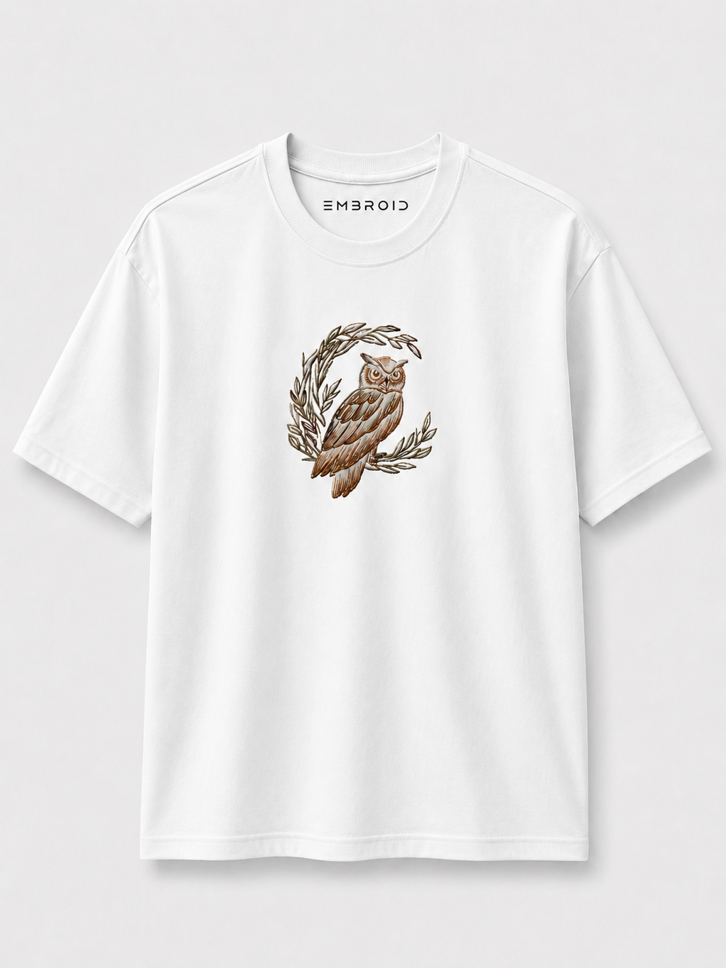 EMBROID Owl Embroidered Oversized T-Shirt – White
