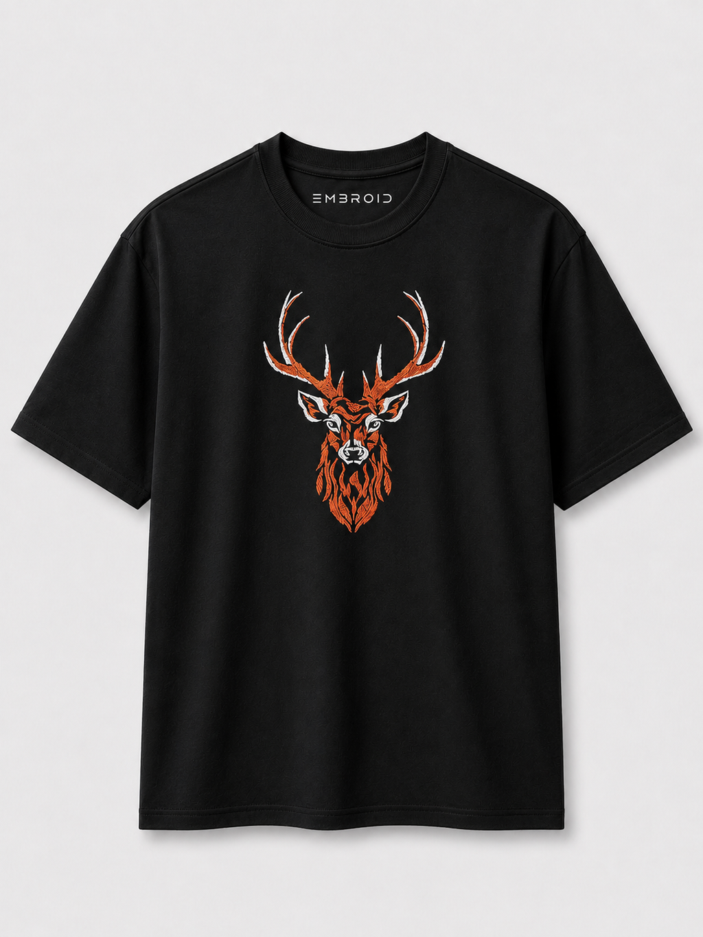 EMBROID Stag Embroidered Oversized T-Shirt – Black