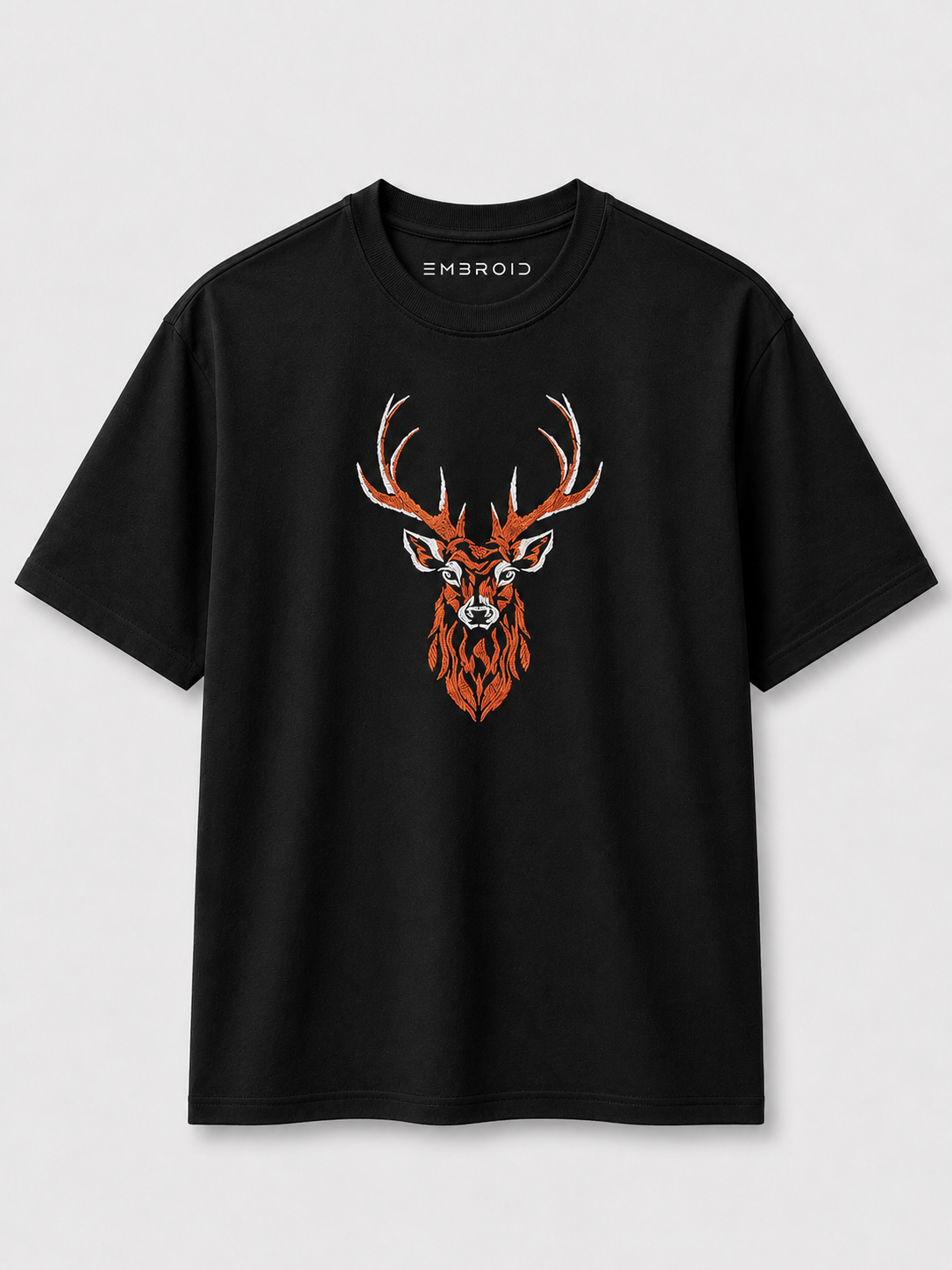 EMBROID Stag Embroidered Oversized T-Shirt – Black