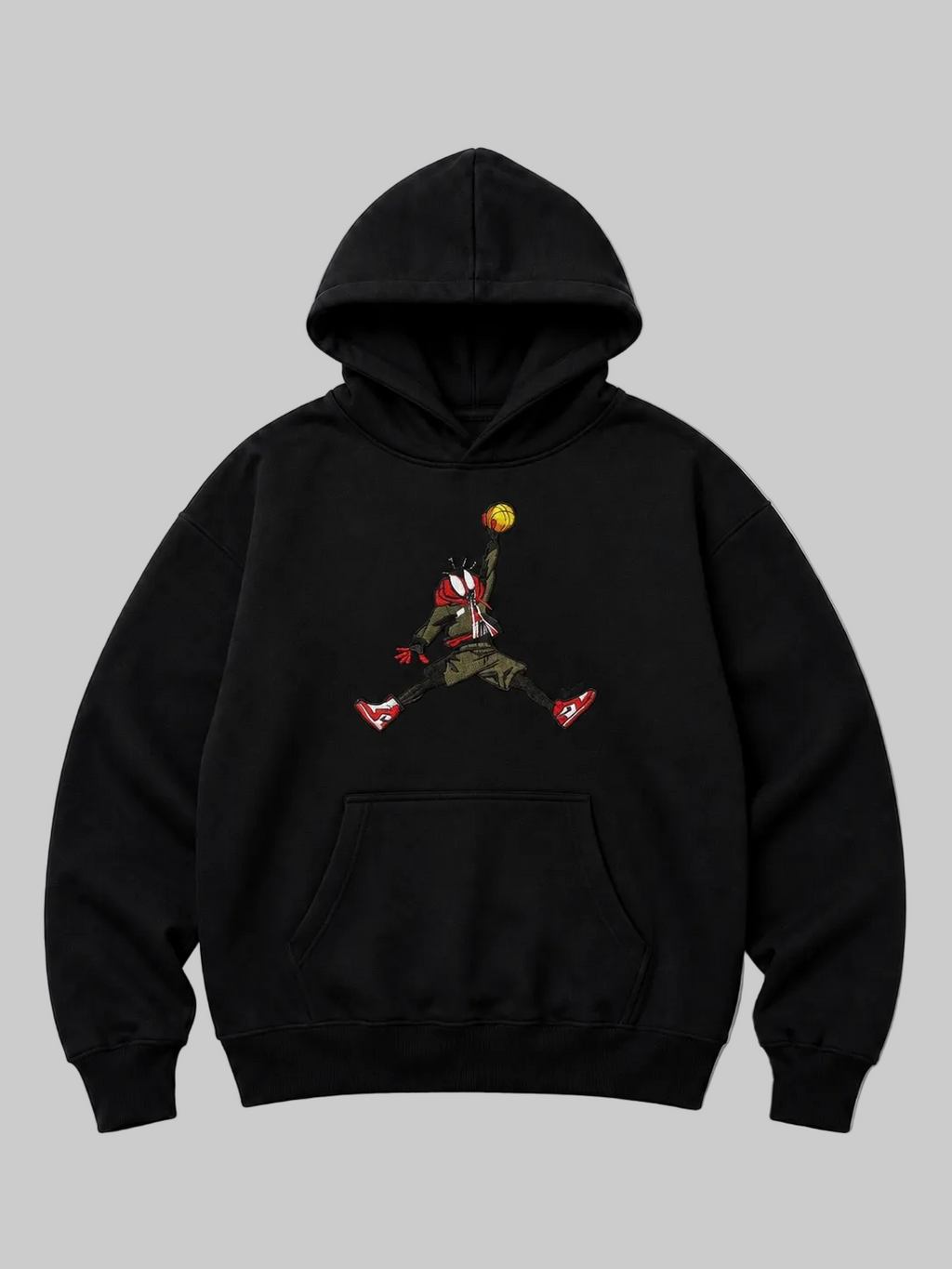 EMBROID Luffy Jumpman Embroidered Oversized Hoodie – Black