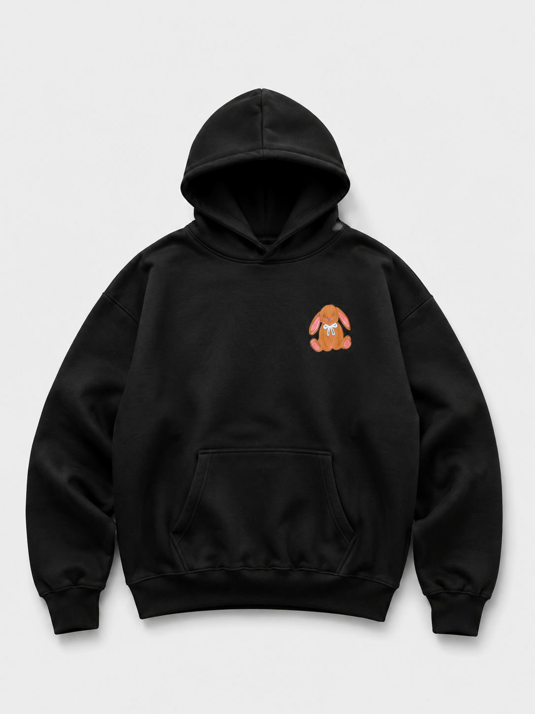 EMBROID Bunny Embroidered Oversized Hoodie – Black