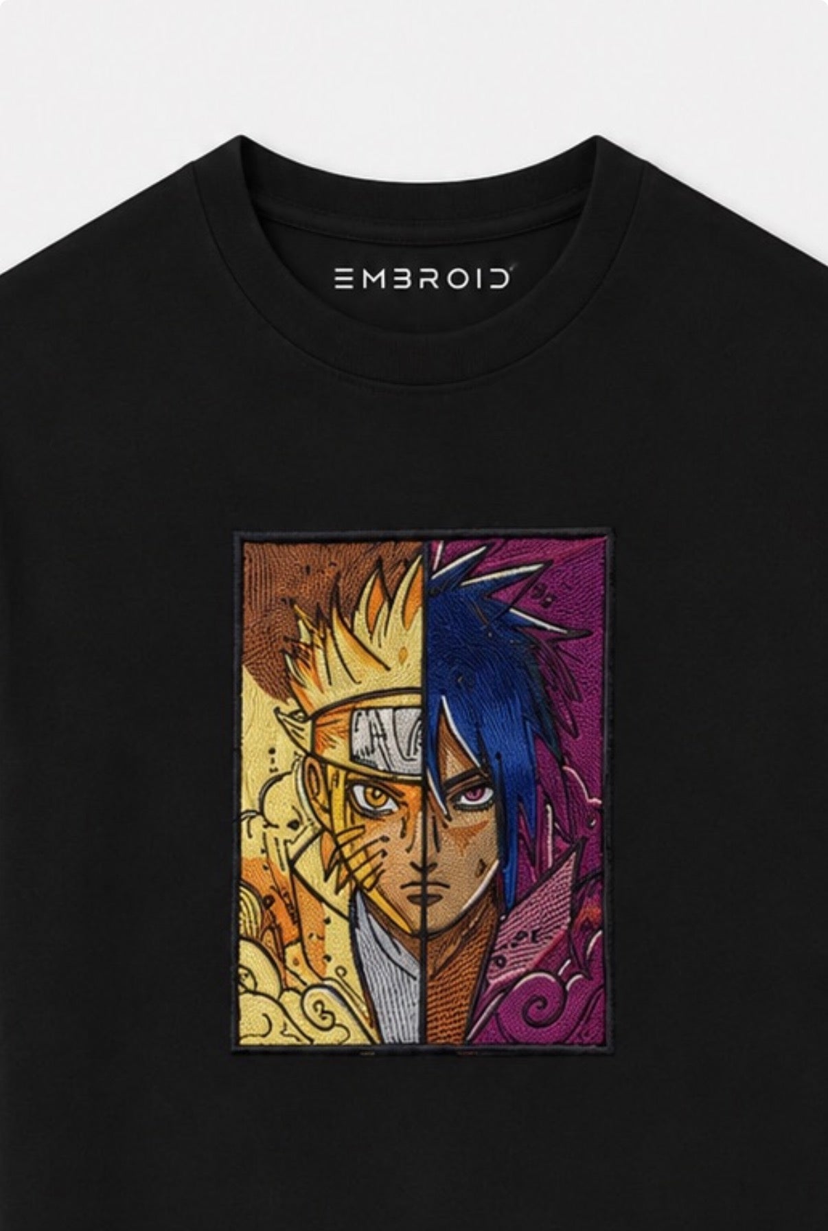 EMBROID Naruto x Sasuke Embroidered Patch Oversized T-Shirt – Black