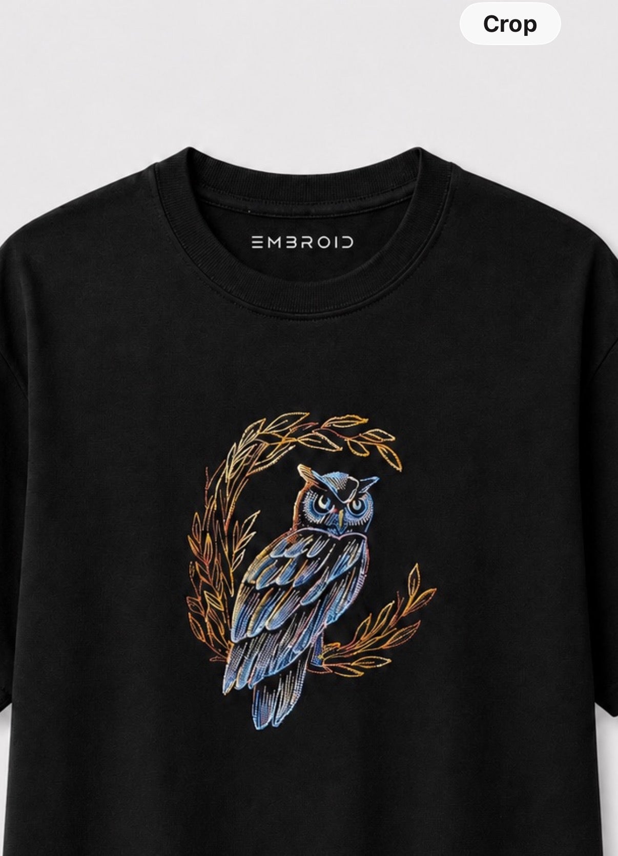EMBROID Owl Embroidered Oversized T-Shirt – Black