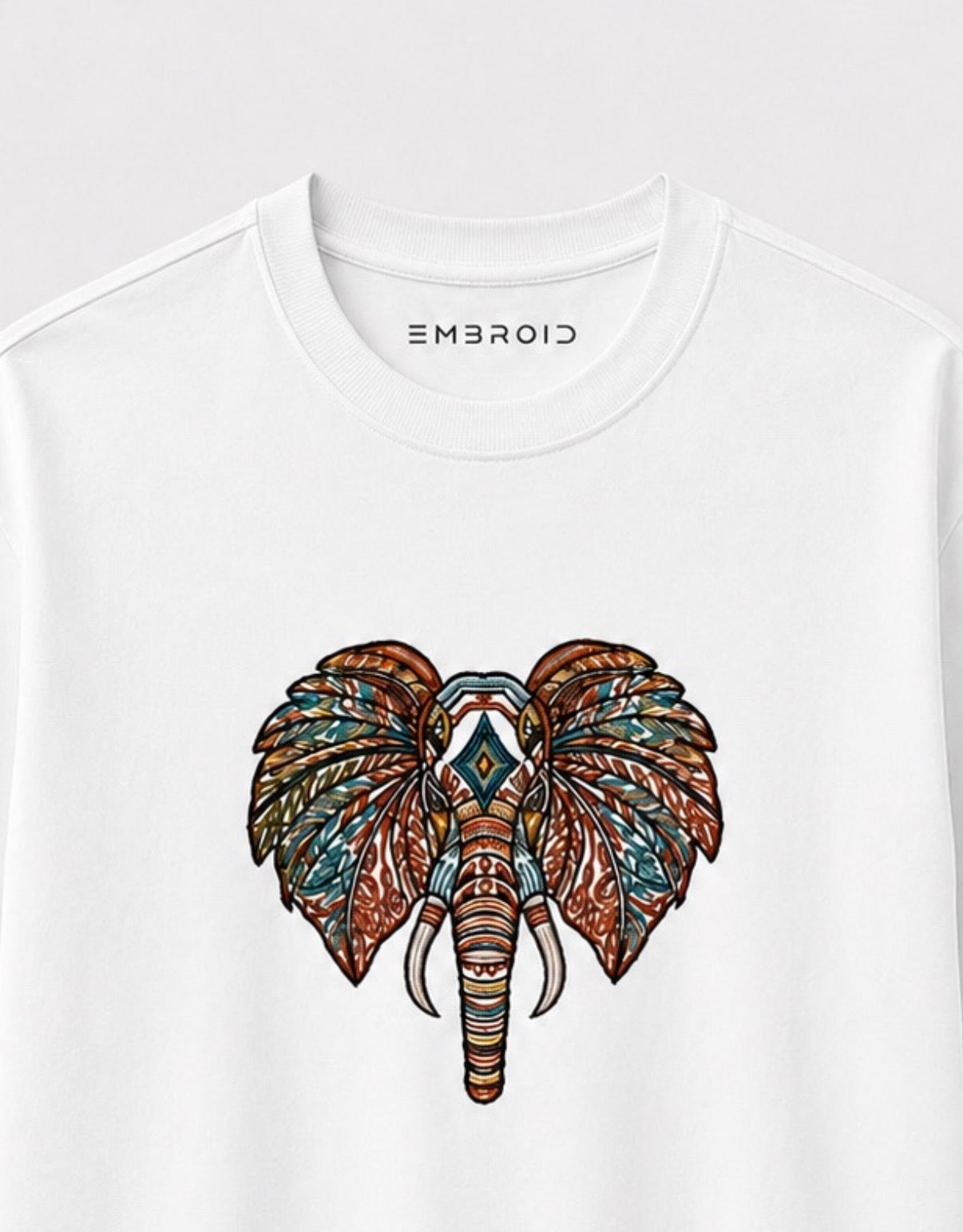 EMBROID Elephant Embroidered Oversized T-Shirt – White
