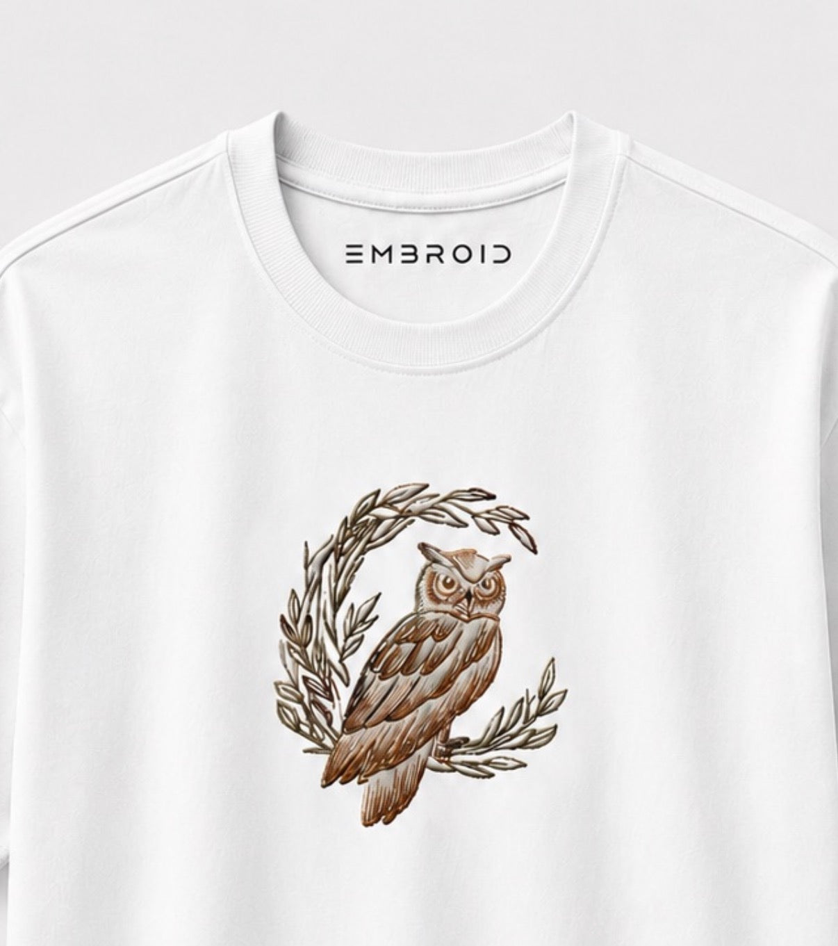 EMBROID Owl Embroidered Oversized T-Shirt – White