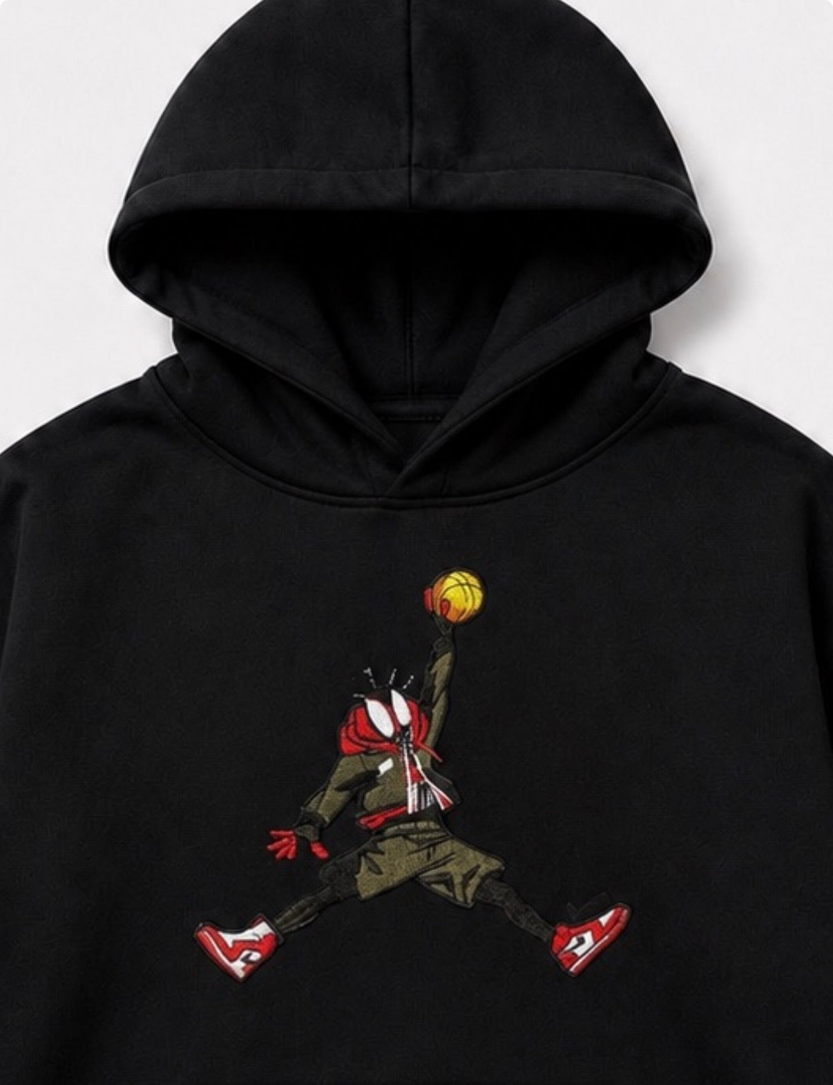 EMBROID Luffy Jumpman Embroidered Oversized Hoodie – Black