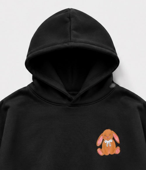 EMBROID Bunny Embroidered Oversized Hoodie – Black