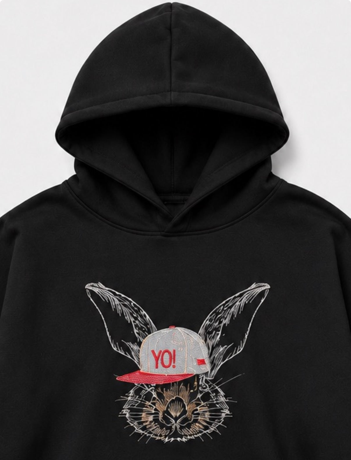 EMBROID YO! Rabbit Embroidered Hoodie – Black