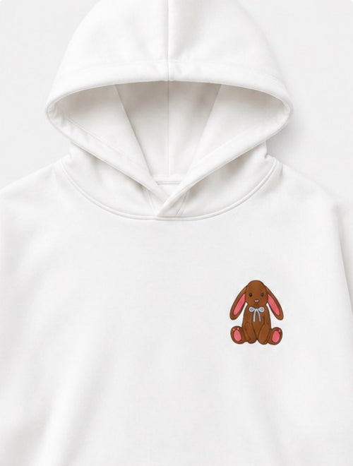 EMBROID Bunny Embroidered Oversized Hoodie – White